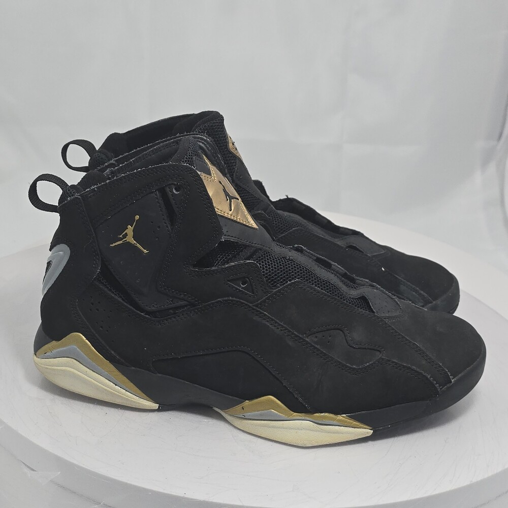 Nike Jordan Shoes Mens Size 11 Black Metallic Gold True Flight Hi Top 342964-070